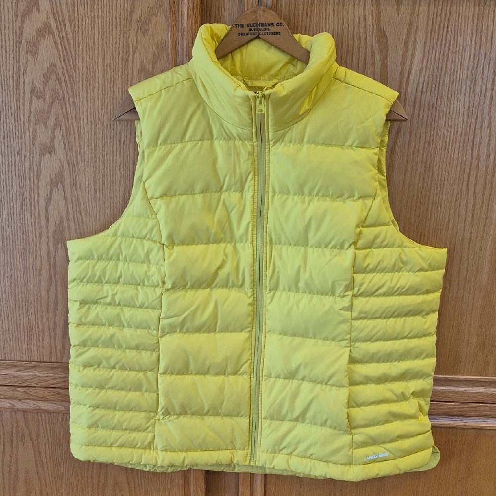 Lands End Women's Down Puffer Vest Yellow Size 1x 16W-18W